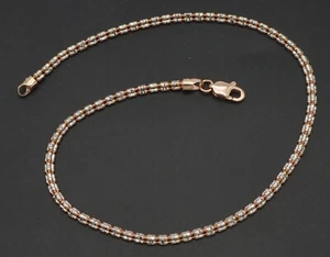 Real 10k Solid Rose Gold ice Anklet Bracelet Lobster Clasp 10 in 4.9gr - Picture 1 of 4