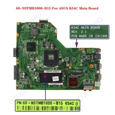 60-N9TMB1000-B15 For ASUS K54C Rev 2.1 X54C Laptop Intel motherboard Tested OK - Image 1 of 4