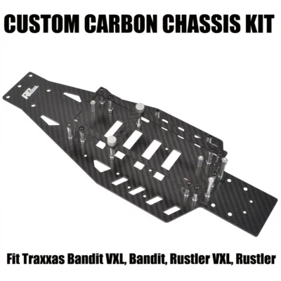 1/10 Carbon Lower Chassis w/ ESC Mount for Traxxas Bandit VXL Rustler 2WD RC Car - Image 1 of 4