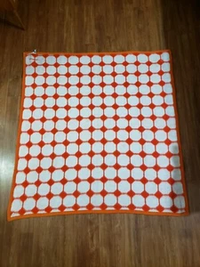 San Marcos Blanket orange and white w Tag 56” X 54” 1970's Vintage trippy design - Bild 1 von 10