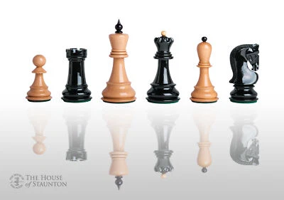 The Zagreb '59 Chess Set - Pieces Only - 3.875" King - Black & Natural Lacquered - Image 1 of 4