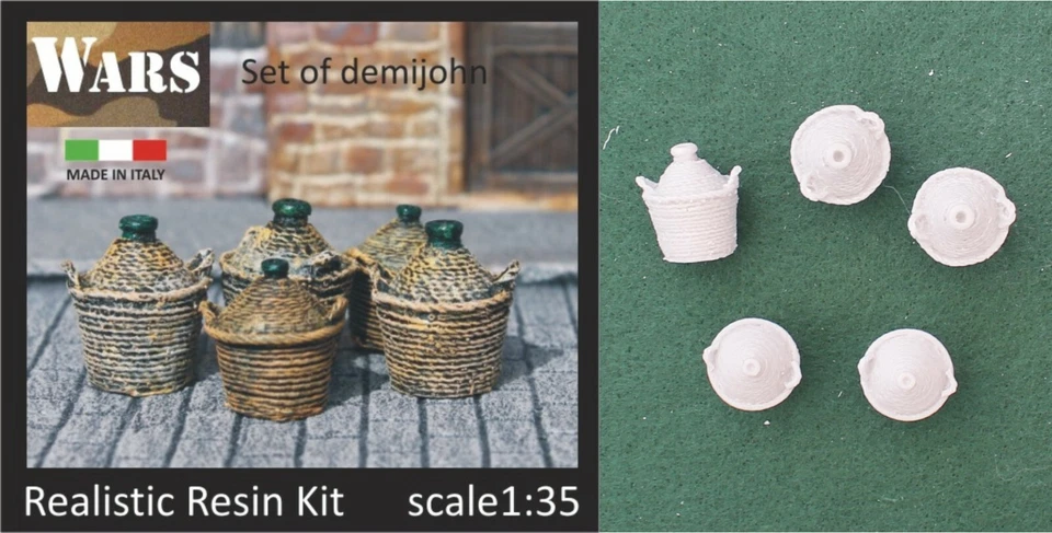 WARS 10-35 Set 5 damigiane diorama guerra WW2 demijohns set of 5 carboy 1:35 - Immagine 1 di 1
