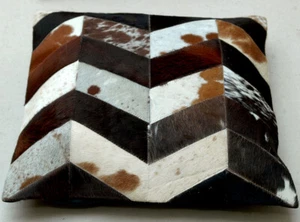 New COWHIDE Cushion Covers Leather Pillow Patchwork Cushion # 169(18"x18") - Picture 1 of 4