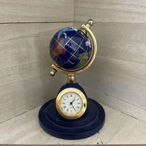 Semiprecious Stone Globe & Quartz Clock  Cobalt Blue Lapis Oceans, Opal z3 Cover