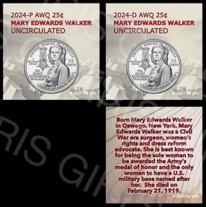 ⭐2024-PD American Women Quarters 25c / Mary Edwards Walker / da rotoli nuovi di zecca dagli Stati Uniti - Foto 1 di 3