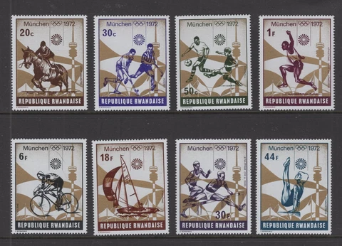 Rwanda #478-85  (1972 Summer Olympic Games set)  VFMNH CV $3.90 Cover