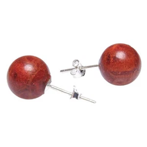 Pendientes De Coral Esponja Ø10mm 925 Plata Pendientes Bola Rojo-Marrón - Imagen 1 de 1