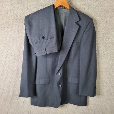 Christian Brooks Suit Mens 42L Gray Striped 2 Piece Jacket Pants Pleated 33x31 - Image 1 of 4