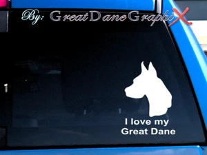 "I love my Great Dane ""Recortado"" #1 - Calcomanía de vinilo - Elección de color - ALTA CALIDAD - Imagen 1 de 2