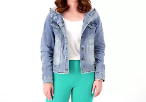Women with Control My Denim Jacket with Knit Hoodied- Stonewash, XL - Picture 1 of 2