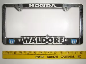 PLASTIC License Plate DEALER Car Tag Frame WALDORF HONDA MD 9E - Picture 1 of 1