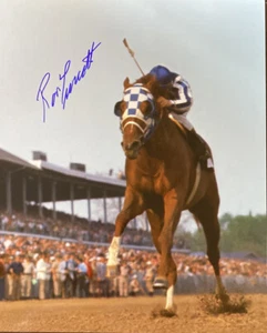 Ron Turcotte signed Secretariat 1973 8x10 color Photograph Kentucky Derby - Picture 1 of 2