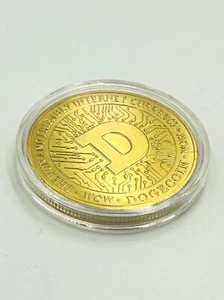 Collectable Dogecoin 40mm Collectors Gold Plated DOGE w/ Clear Case - Picture 1 of 4
