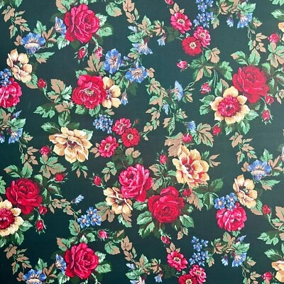 Christmas Floral Fabric Roses and Amaryllis by Marcus Brothers 100% Cotton - Image 1 of 4