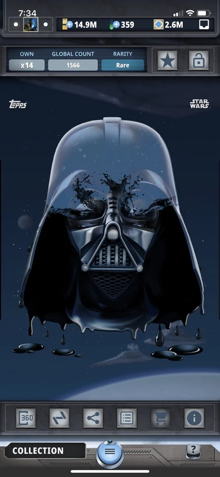 Topps Star Wars Digital Card Trader Die-Cut Metallic Galaxy Darth Vader Award - Image 1 of 1