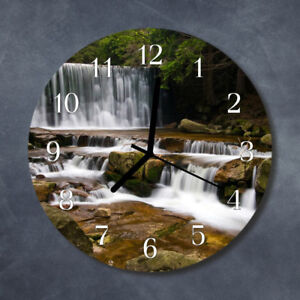 Tulup Glass Wall Clock Kitchen Clocks 30 cm round Water Falls Green