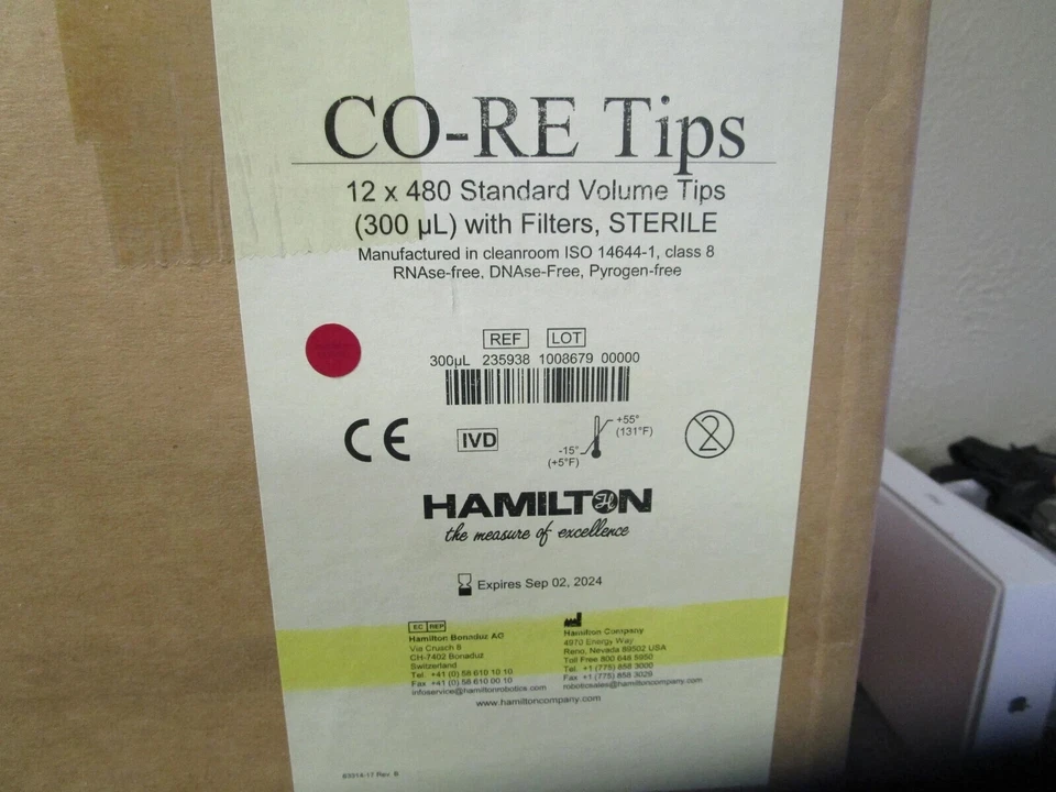Hamilton REF 235938 CO-RE Tips 12x480 Standard Volume Tips (300uL) with Filters - Image 1 of 1