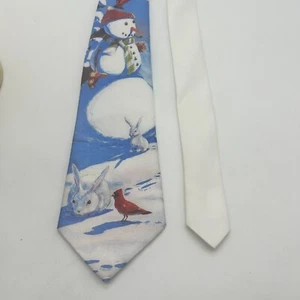 Ralph Marlin Men's 1990 Christmas Necktie Holiday Snow Man "Cool Dude" Bunny EUC - Picture 1 of 8