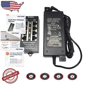Reliable 4-Port Gigabit PoE Injector with 48W Power Supply - Easy Installation - Picture 1 of 9
