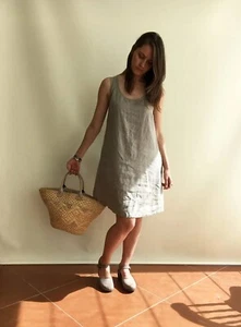 Abito maglione lino vestito pinafore estivo prendisole camicia da notte camicia da notte - Foto 1 di 5