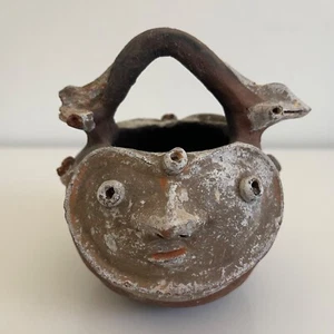 Papua New Guinea Vintage 1940's Pottery Sago Pot Hand Made Aibom Sepik Face - Bild 1 von 13