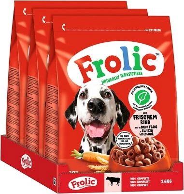FROLIC Hundefutter Trockenfutter mit Rind, Karotten + Getreide 7,8kg (3 x 2,6kg) - Bild 1 von 4