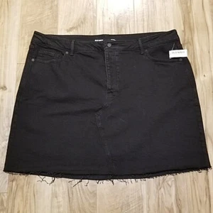Nwt Old Navy Black High Rise Raw Hem Button Fly Denim Jean Skirt Size 24 Womens - Picture 1 of 7