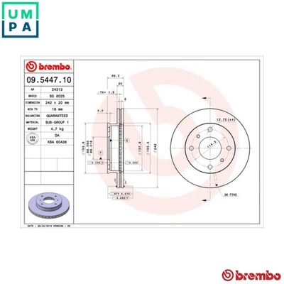 2x BRAKE DISC 09.5447.10 FOR NISSAN CD20 2.0L GA16DE/GA16DS 1.6L 4cyl - Image 1 of 4