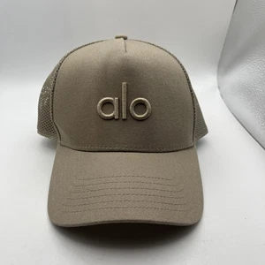 Cappello Alo Yoga Trucker Beige Maglia Snapback Cappellino Regolabile Taglia Unica - Foto 1 di 8