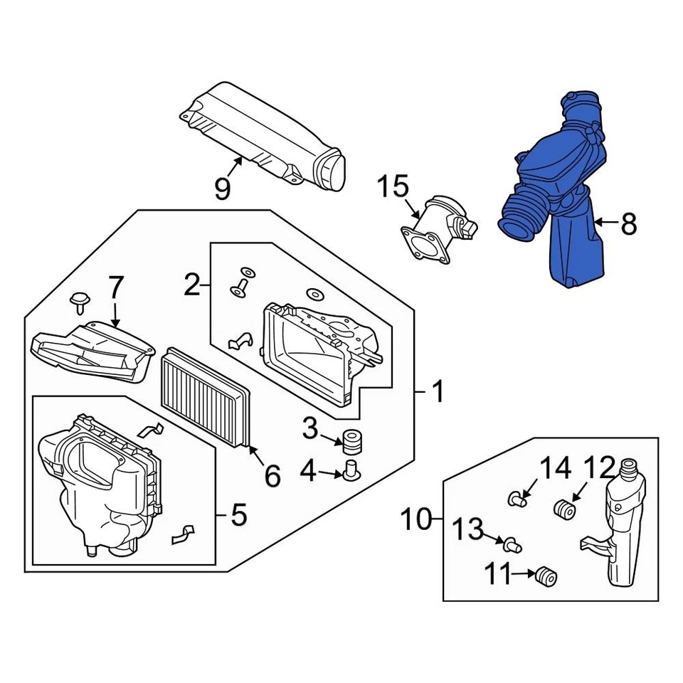 For Infiniti FX35 2003-2008 Infiniti 16576CG00A Engine Air Intake Hose - Image 1 of 1