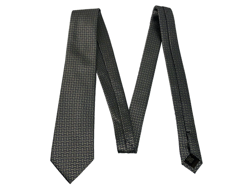 Tasso ELBA Men Brown Geometric SKINNY Width 3" Neck Tie 100 Silk M27