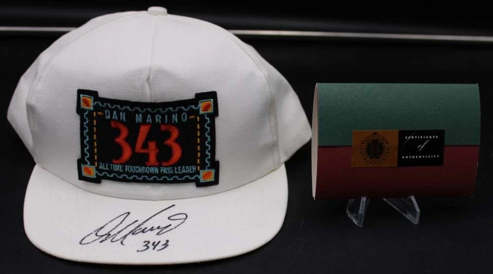 Dan Marino Signed Snapback Hat Auto Inscribed 343 Upper Deck UD COA D13188 - Image 1 of 4