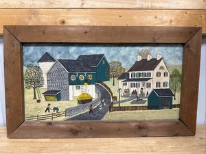 Dolores Hackenberger Folk Art Painting Large Farmhouse Barn Scene Framed A4 - Picture 1 of 16