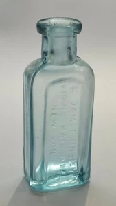 ANTIQUE LIQUID HAIR DYE BOTTLE / LIGHT BLUE GLASS / NY 1900's - Picture 1 of 2
