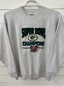Green Bay Packers NFL Football grau Super Bowl Sweatshirt mit Rundhalsausschnitt Herren XL - Bild 1 von 5