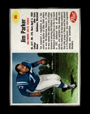 1962 Post Cereal Set-Break # 86 Jim Parker VG-VGEX (crease) *GMCARDS* - Image 1 of 2