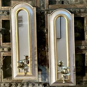 "Juego de apliques espejados para interiores de hogar latón oro rosa 20"" ligeros" - Imagen 1 de 3