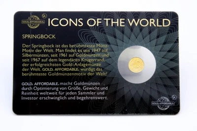 Massive 999er Goldmünze 10 FRW Ruanda 2015 Springbock 1/200 Unze im Blister - Bild 1 von 4