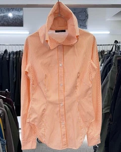 ALEXANDER MCQUEEN SS1995 Hemd mit großem Kragen gestreift 100% Baumwolle orange Größe 40 - Bild 1 von 8