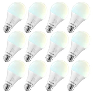 Luxrite A19 LED Light Bulb 5CCT Dimmable 1600LM 15W E26 ETL 12 Pack - Picture 1 of 7