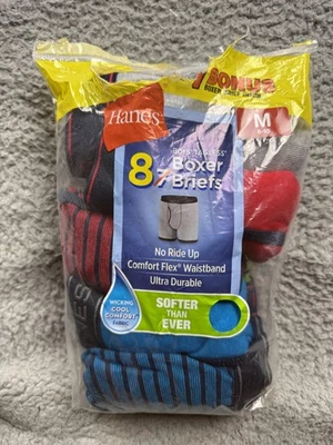 Hanes Boys Boxer Briefs Medium 8-10 Tagless Comfort Flex Bonus Pair Assorted - Image 1 of 4