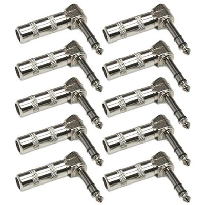 10x 1/4" 6.3mm Right Angle Guitar Plug Male Nickel Plated Stereo Audio Connector - Image 1 of 3
