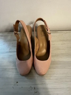 Sandalias de cuña alpargata de cuero rosa polvoriento naturalizador talla 8,5 Foto 1 de 4