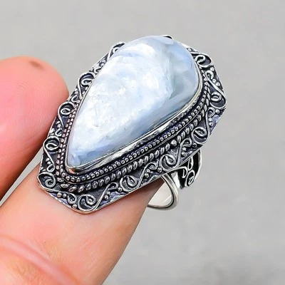 Blauer Kyanit Edelstein handgefertigter ethnischer Modeschmuck Vintage Ring 1... - Bild 1 von 4