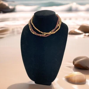 Vintage Surfer Halsband Stretch Halsketten 3 Stück Multicolor Erdtöne Strand - Bild 1 von 12