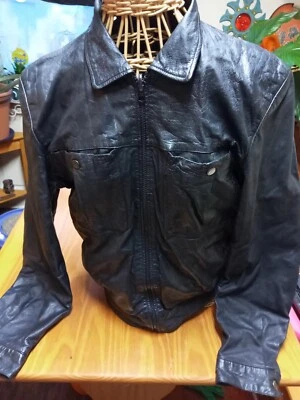 Винтажная короткая черная куртка из натуральной кожи WILSON'S - Изображение 1 из 4