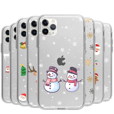 Christmas Case For iPhone 16 Pro Max 15 14 13 12 11 Silicone Clear Santa Shell - Image 1 of 4