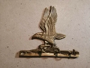 Vintage Solid Brass Eagle Key Holder Wall Mount 4 Hooks - Bild 1 von 5