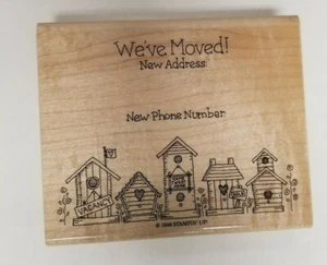 We’ve Moved Estampación Sello de Goma Dirección Número de Teléfono Pajarera Madera - Imagen 1 de 7