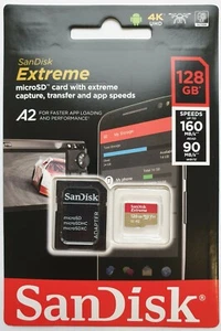 Micro SD card SDXC Memory V30 A2 Class 10 4K Ultra HD UHD SanDisk Extreme 128GB - Picture 1 of 8